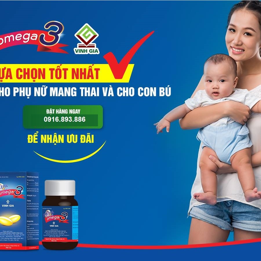 Viên uống Omega 3 Vinh Gia – Bổ sung DHA, EPA cho bà bầu và trẻ nhỏ (Lọ 100 viên)