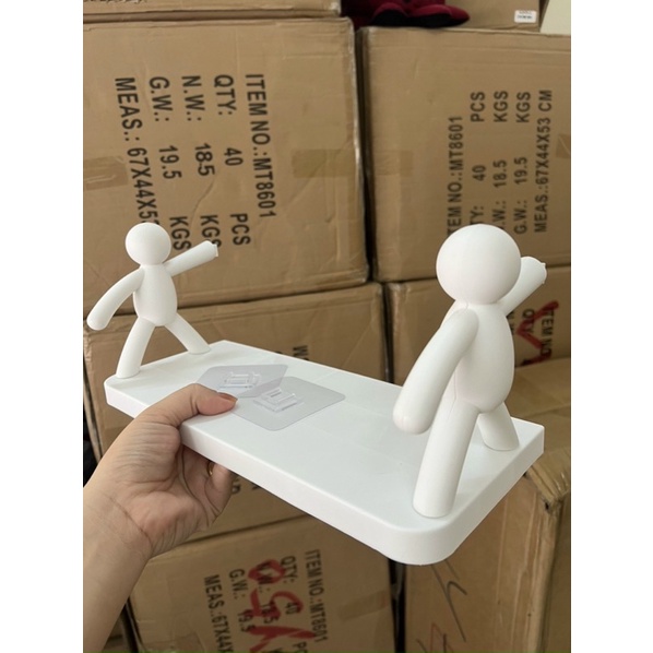 Kệ Hình Nhân Decor Nhà Tắm, Kệ Nhựa Nhà Bếp Dán Tường Siêu Dính Chịu Lực lên đến 3kg
