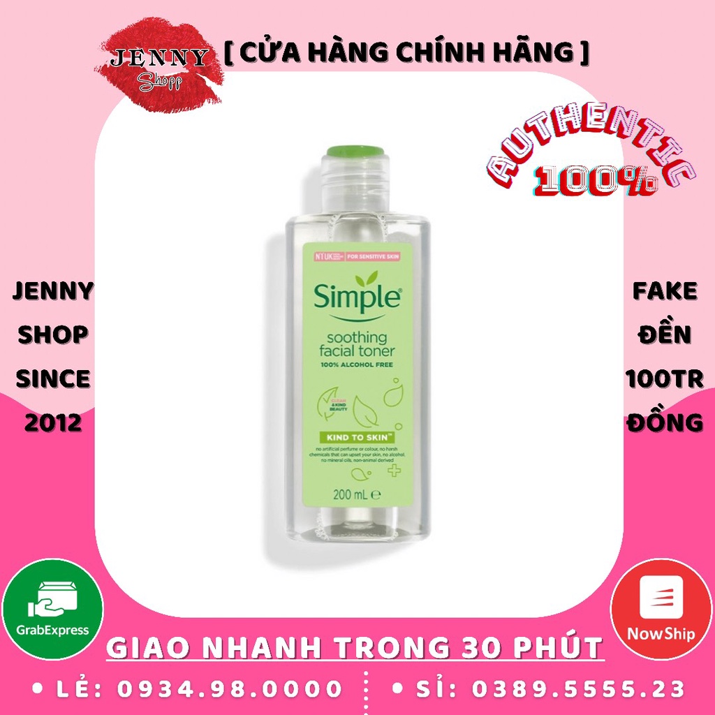 Nước Hoa Hồng Không Cồn Simple Soothing Facial Toner