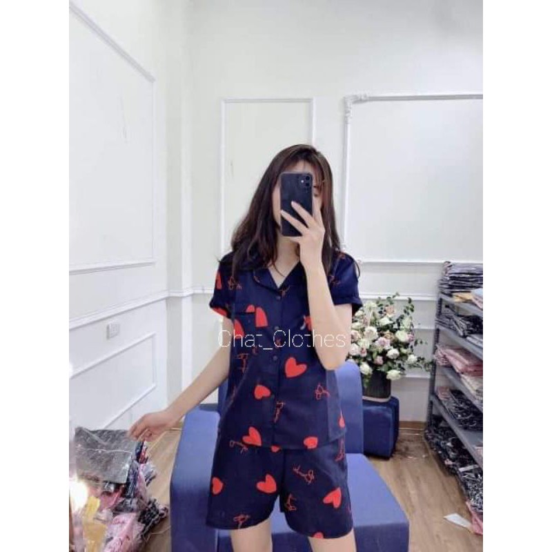 Bộ pizama kate tay cộc quần đùi cao cấp kèm ảnh thật ko | BigBuy360 - bigbuy360.vn