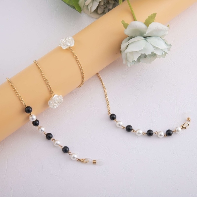 Dây Đeo Mắt Kính Chống Mất Đính Ngọc Trai Và Trái Tim Dễ Thương Phong Cách Hàn Quốc Dành Cho Nữ