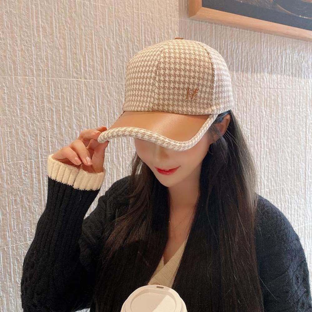 Mũ da PU rộng vành thêu hình thời trang thu đông Hàn Quốc dành cho phái nữ