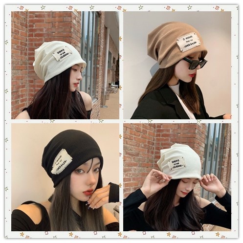 Mũ beanie trùm đầu bằng vải len dệt kim thời trang thu đông dành cho nữ