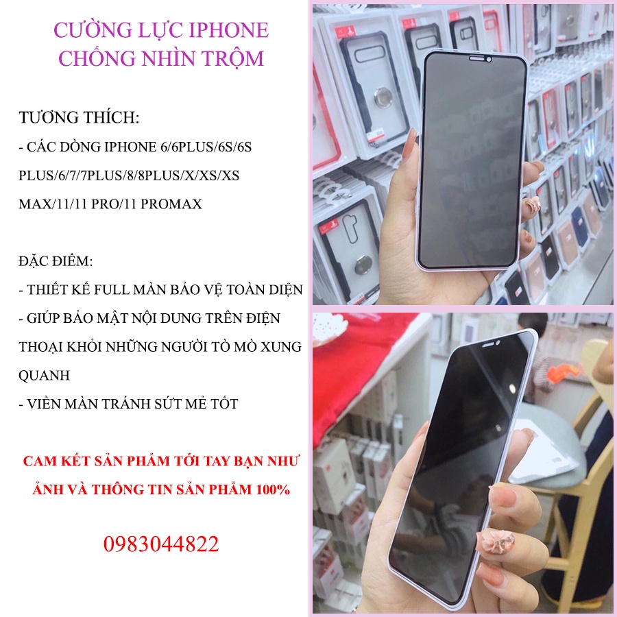 Kính cường lực Iphone chống nhìn trộm Full màn hình, chịu lực chống va đập tốt, không bám vân tay Kava Store