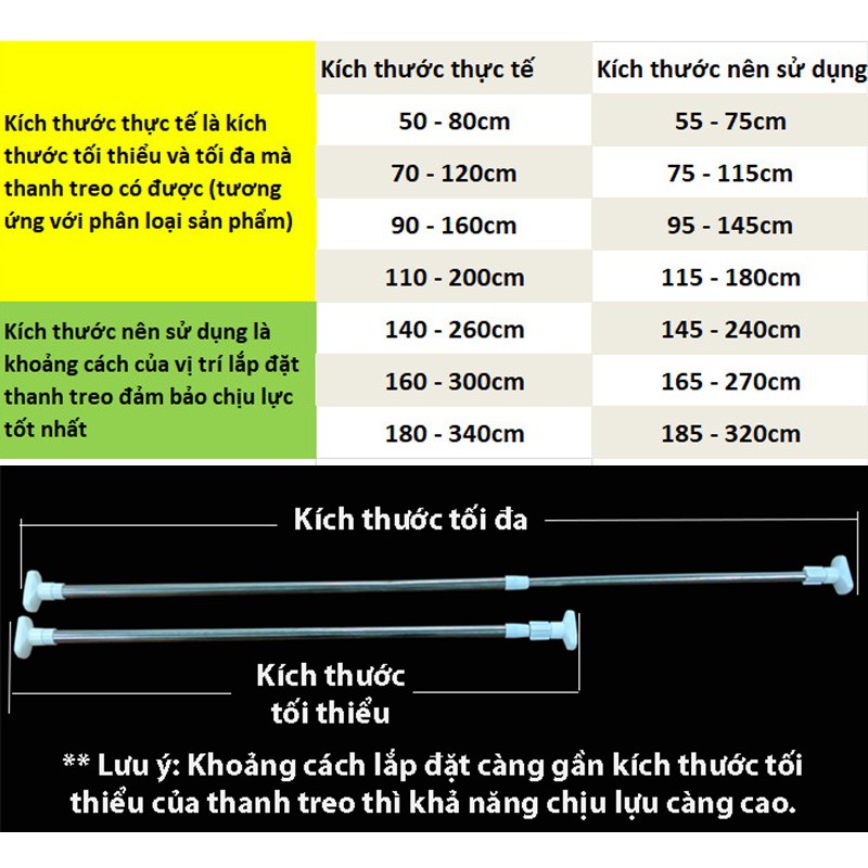 Thanh treo đa năng không khoan kéo dài ngắn, giá treo đồ, thanh treo rèm, giá treo quần áo, thanh rèm cửa