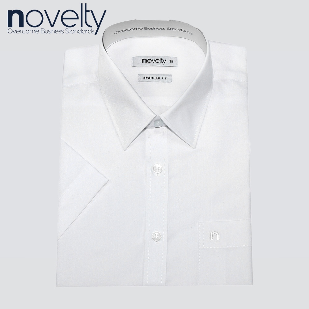 Áo sơ mi nam ngắn tay màu trắng Regular fit Novelty 210261N