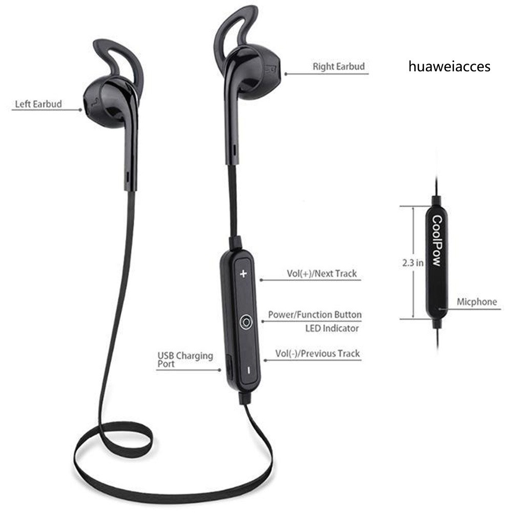 Set Tai Nghe Bluetooth 4.1 Có Micro Thiết Kế Đeo Cổ Tiện Dụng Kèm Phụ Kiện