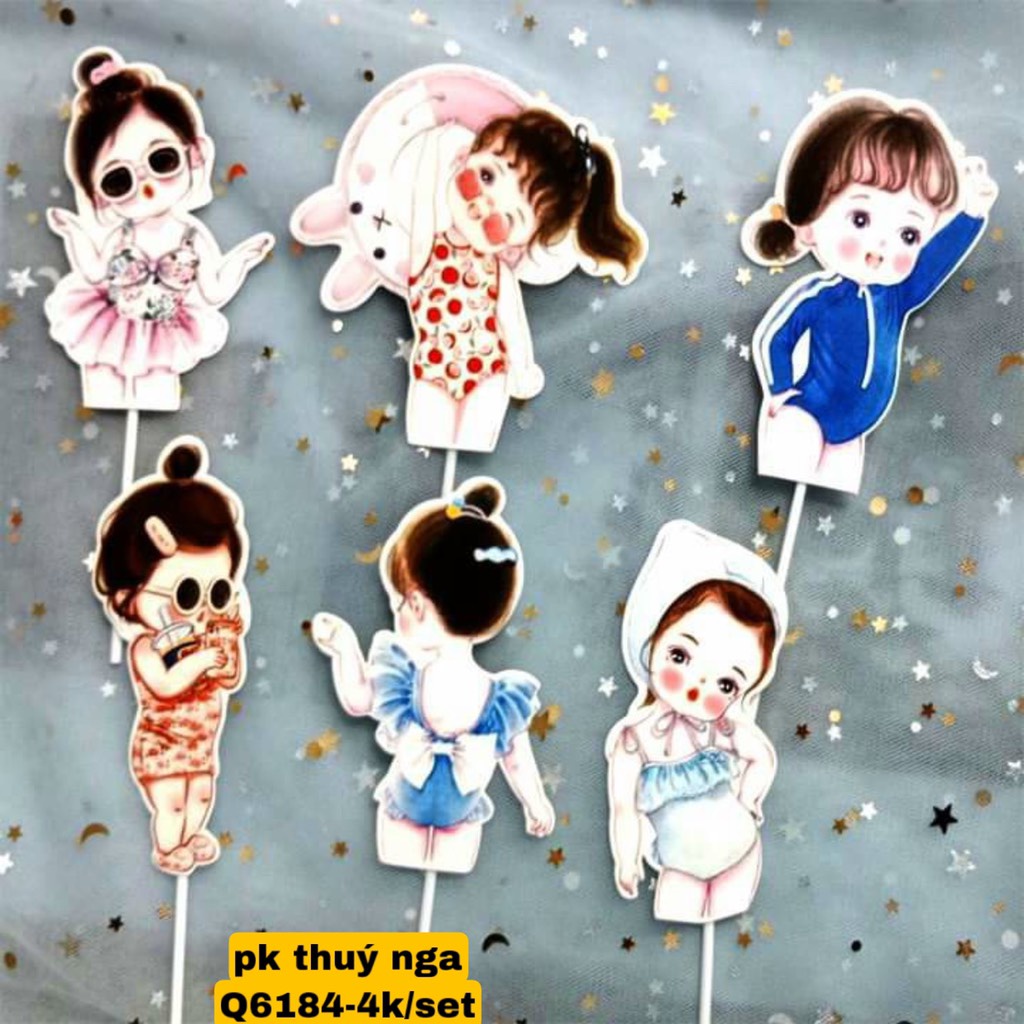 10 set cắm giấy em bé đi biển.
