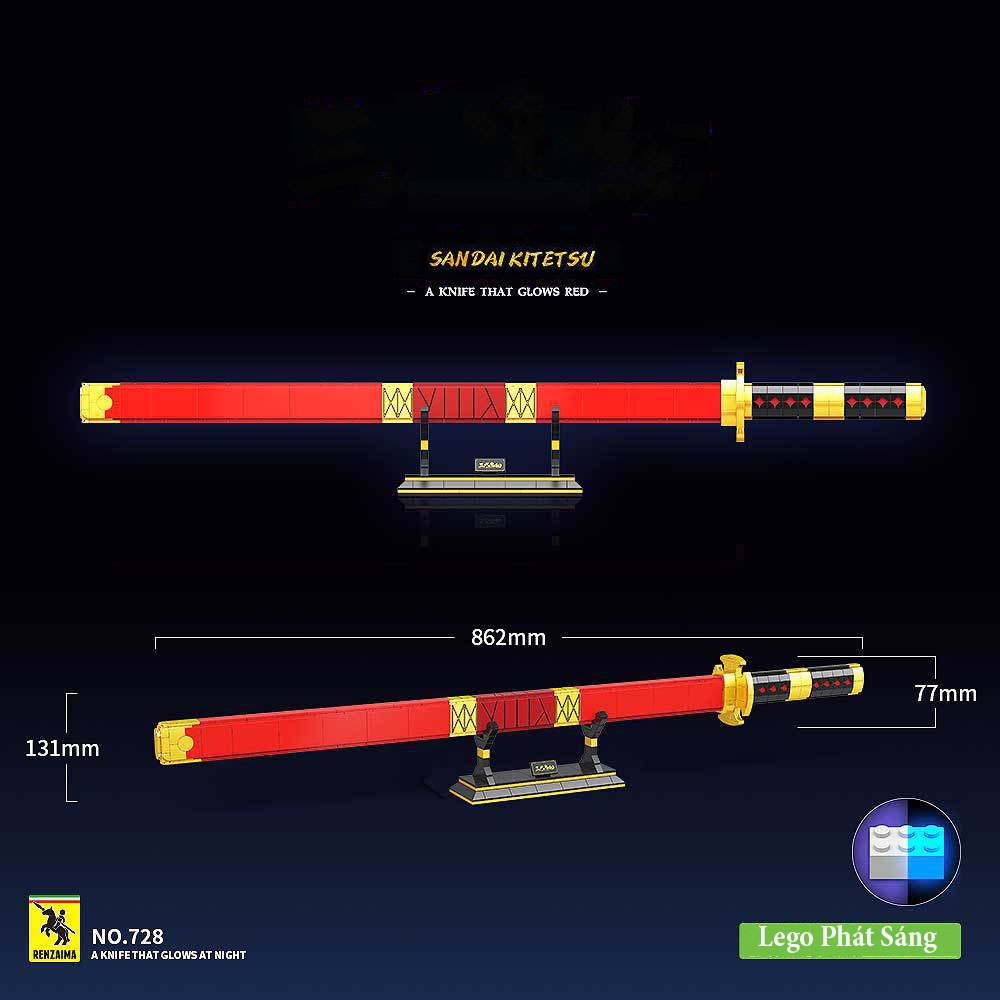 Đồ Chơi Lắp Ráp Mô Hình Thanh Quỷ Kiếm Đệ Tam SANDAI KITETSU Zoro One Piece Saurum Model 728 Với 790 Chi Tiết