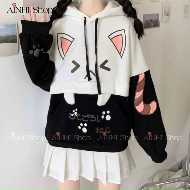 Áo Hoodie Nữ ❤️Freeship❤️ Áo Khoác Hoodie (Nanh Mèo) Vải Nỉ Nhiều Màu Cute - Áo Hoodie Freesize Dưới 60kg