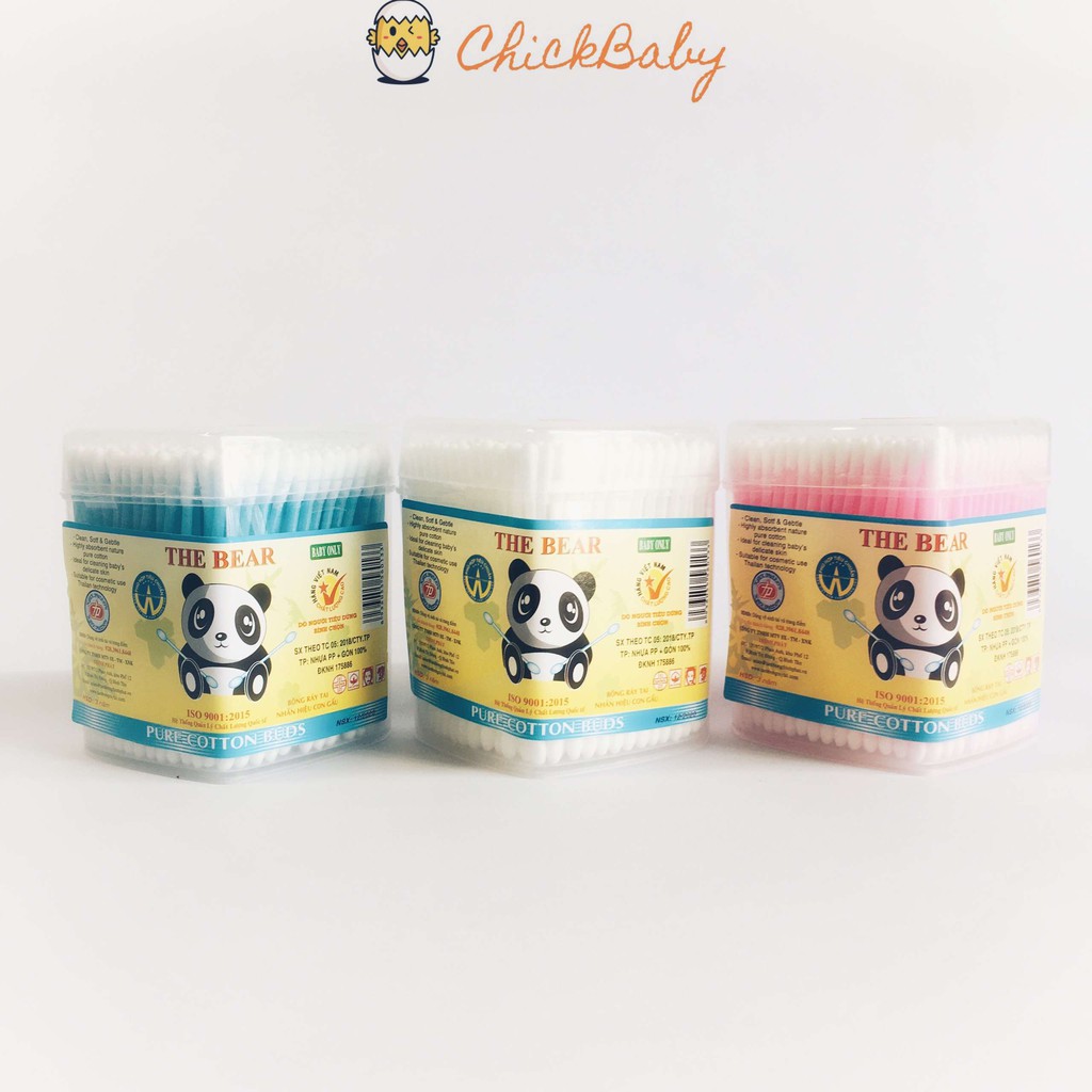 Tăm bông sơ sinh, bông tăm trẻ em, bông ngoáy tai cho trẻ đầu nhỏ Hộp Tim / Kotton 100% GÒN an toàn - ChickBabyShop