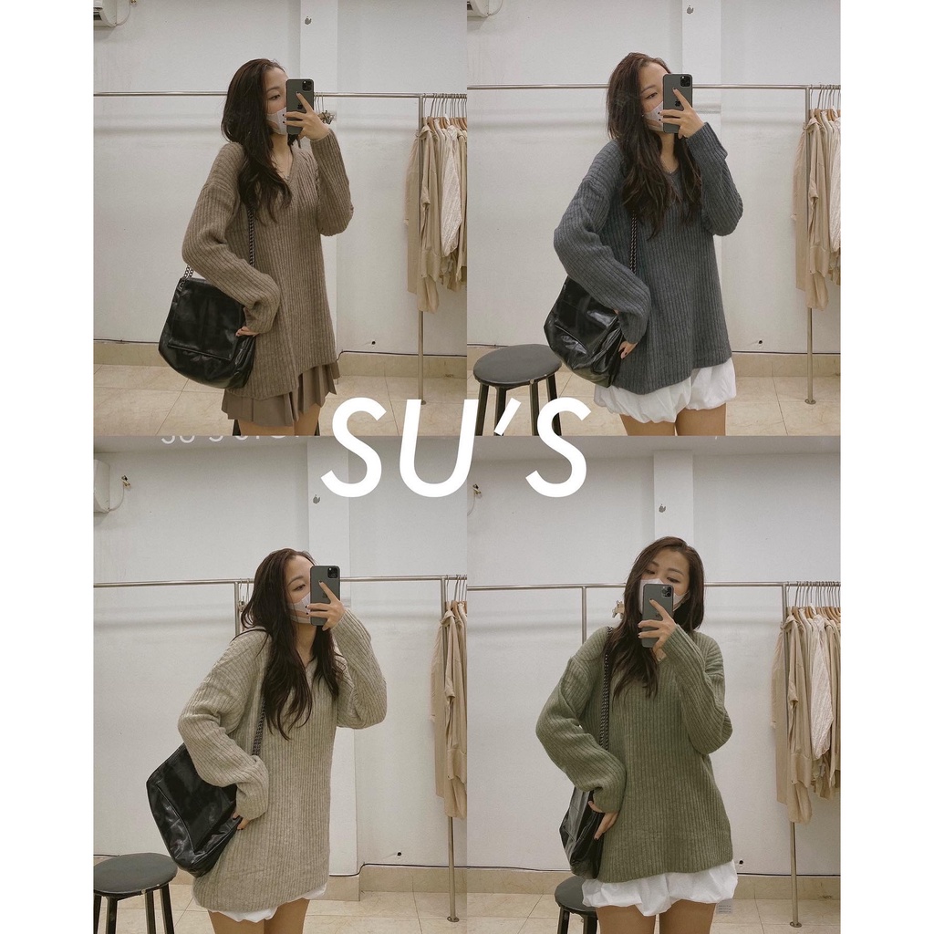 Áo len trơn cổ tim A2014 SUSTORE