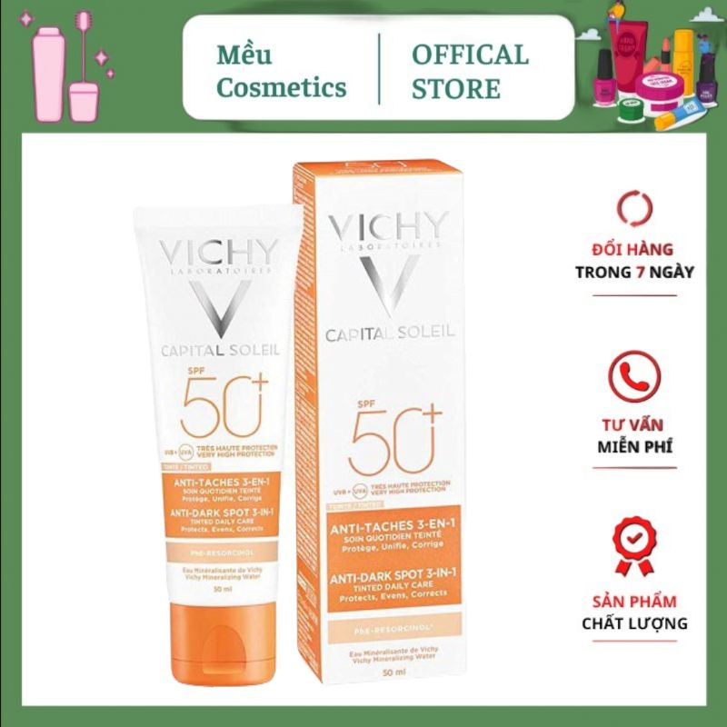 Kem Chống Nắng Vichy Ngăn Sạm Da, Giảm Thâm Nám SPF50 Ideal Soleil 3In1 Tinted Anti Dark Spot 50ml