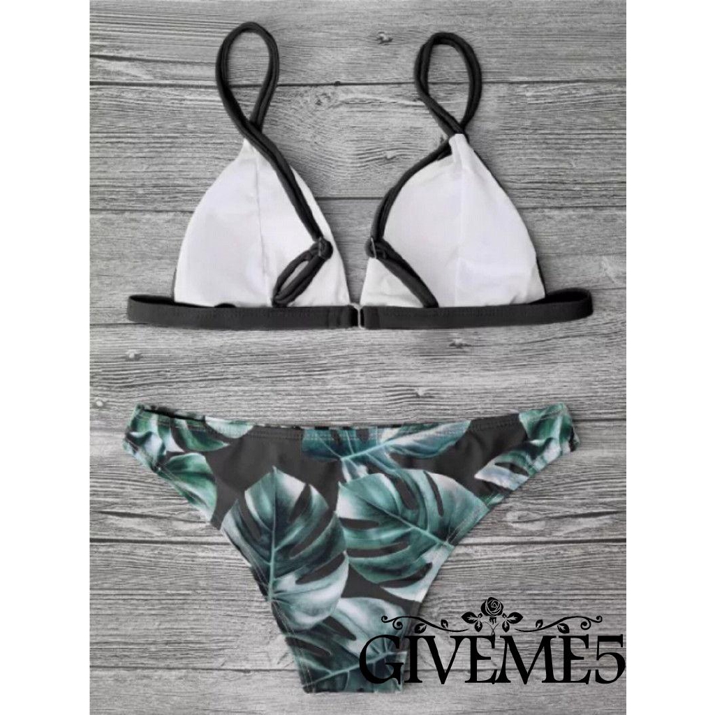 Bộ bikini họa tiết in hoa lá trẻ trung cho nữ | BigBuy360 - bigbuy360.vn