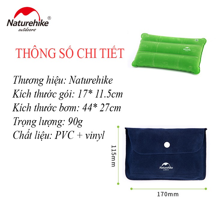 Gối hơi gấp gọn Naturehike NH18F018-Z du lịch dã ngoại văn phòng