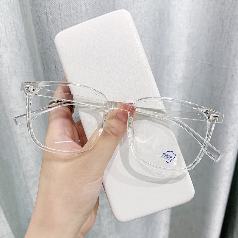 [-0°~-450°Mắt Kính Gọng Lớn Màu Nâu Lạnh TR90 Chống Ánh Sáng Xanh Thời Trang Cho Nam Và Nữ