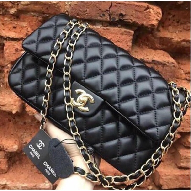 Túi Xách Nữ Classic thêu ô trám Hai Nắp Da Bóng Siêu Hot TN115