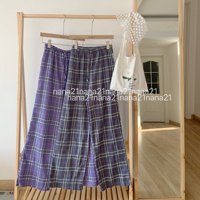 Quần culottes kẻ dáng dài