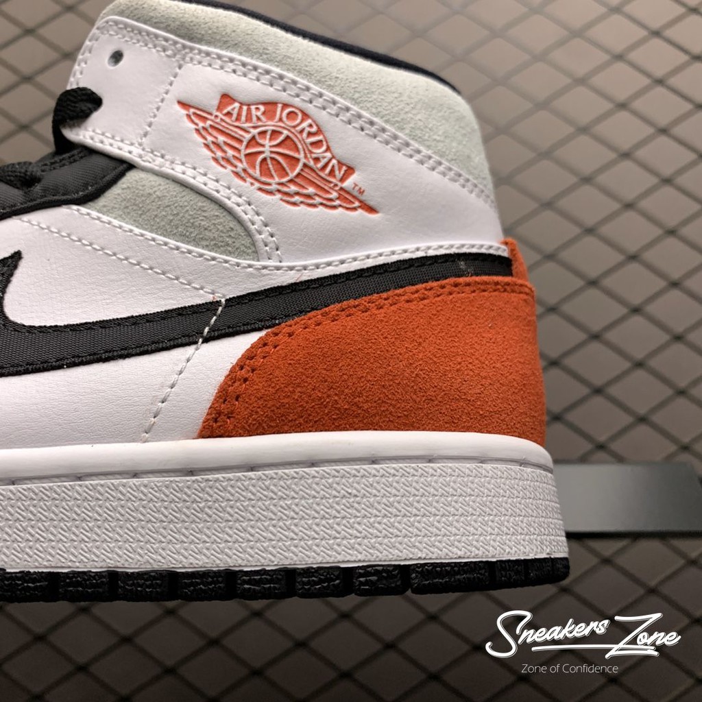 (FREESHIP+HỘP+QUÀ) Giày thể thao AIR JORDAN 1 Mid SE Union Black Toe Trắng đen gót đỏ Cổ cao da lộn SNEAKERS ZONE | BigBuy360 - bigbuy360.vn