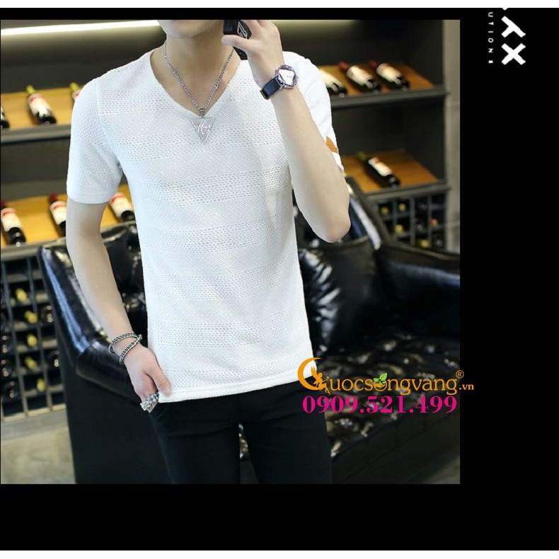 áo nam áo thun nam lưới 3 chiều GLA026 trắng Cuocsongvang