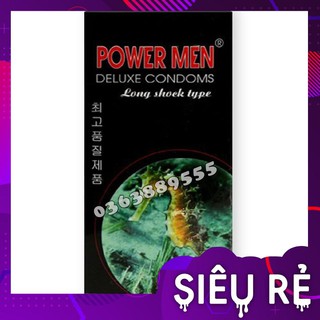 Bao cao su Powermen cá ngựa đen Hộp 12 chiếc, giao hàng nhanh, kín đáo
