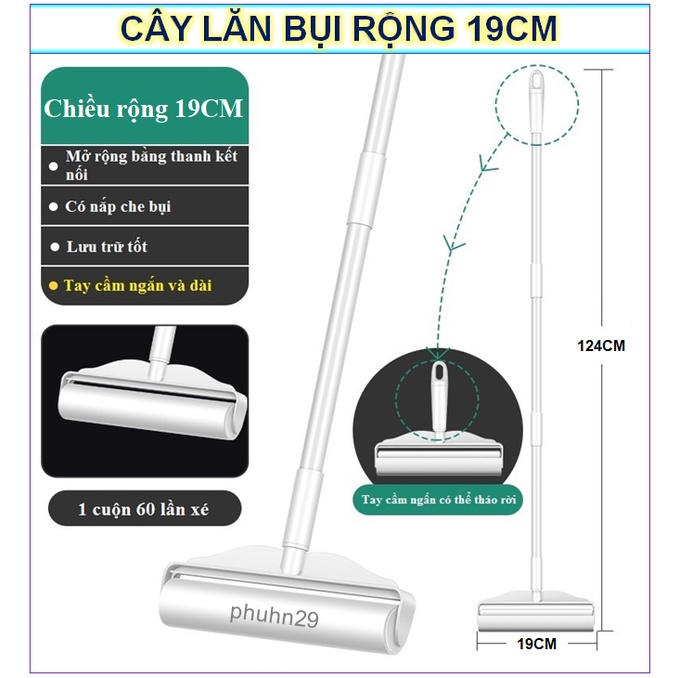Cây Lăn Bụi 19CM Làm Sạch Quần Áo, Ga Giường, Sofa, Lông Chó Mèo