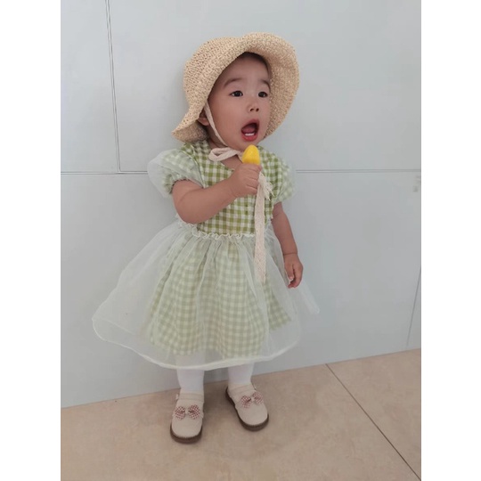 Giày búp bê, Giày tập đi bé gái quai dán chất da PU siêu mềm đế cao su chống trơn trượt gắn nơ caro xinh xắn M2233
