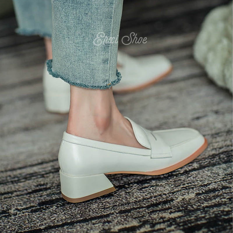 Giày Cao Gót Da Mềm Mũi Vuông Thời Trang Công Sở Cho Nữ