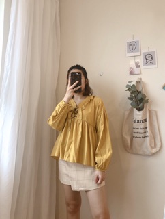Áo bbd cổ bèo đan dây