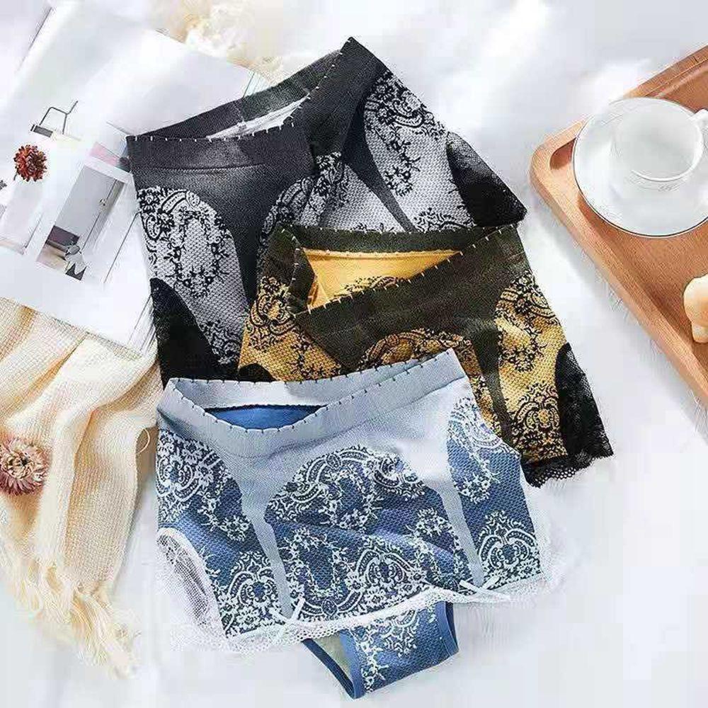 QQMALL Quần Lót Eo Cao Mềm Mại Thoáng Khí Màu Trơn In Họa Tiết Hoa Phong Cách Hàn Quốc Cho Nữ
