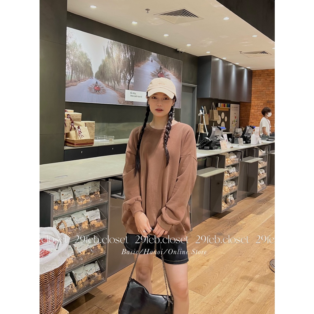 [Ảnh thật/Video] Áo sweater nỉ bông trơn dáng rộng - 29feb.closet - A99