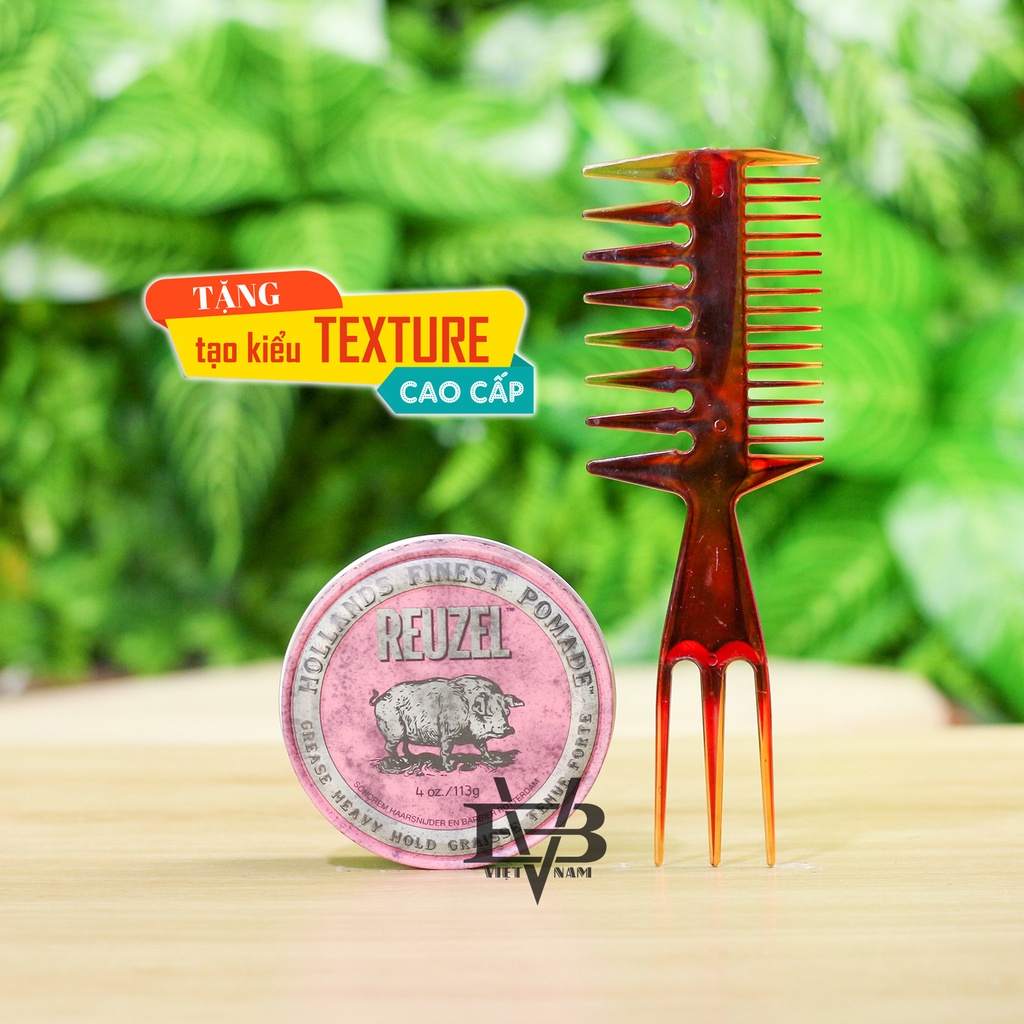 REUZEL PINK - Sáp Pomade vuốt tóc Reuzel Pink 113g Hà Lan + Tặng lược tạo kiểu Texture cao cấp