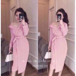 [BÁN GIÁ GỐC] Đầm body tay lưới lệch vai thắt eo + Ảnh thật thoitrangshop2019