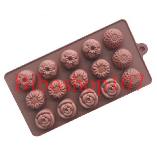 Khuôn silicon làm thạch, rau câu, socola 15 bông hoa