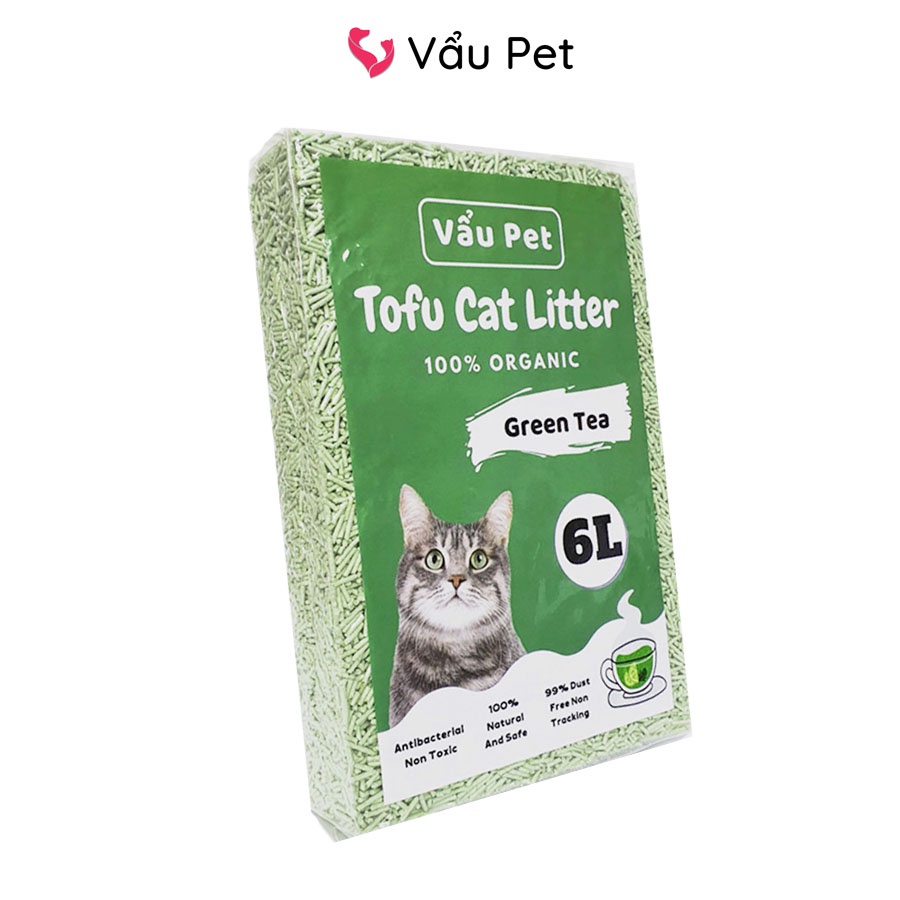 Cát vệ sinh đậu nành hữu cơ TOFU cho mèo Vẩu Pet túi 6L (100% organic) Cát đậu phụ Vẩu Pet Tofu Cat