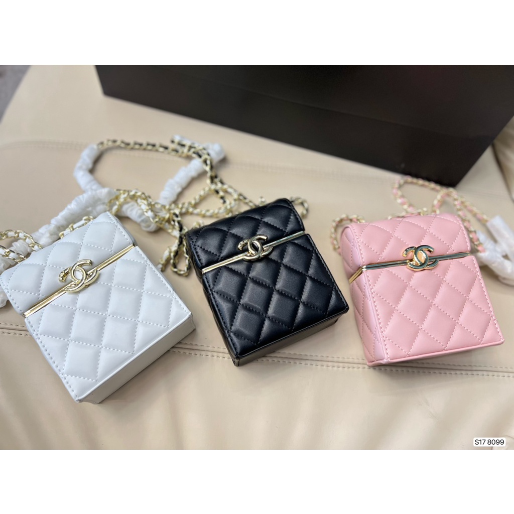 Túi hộp nữ da thật thời trang cao cấp 𝘾𝙝𝙖𝙣𝙚𝙡 𝘾𝙝𝙖𝙣n𝙚𝙡 CN thiết kế độc đáo, phong cách thời thượng