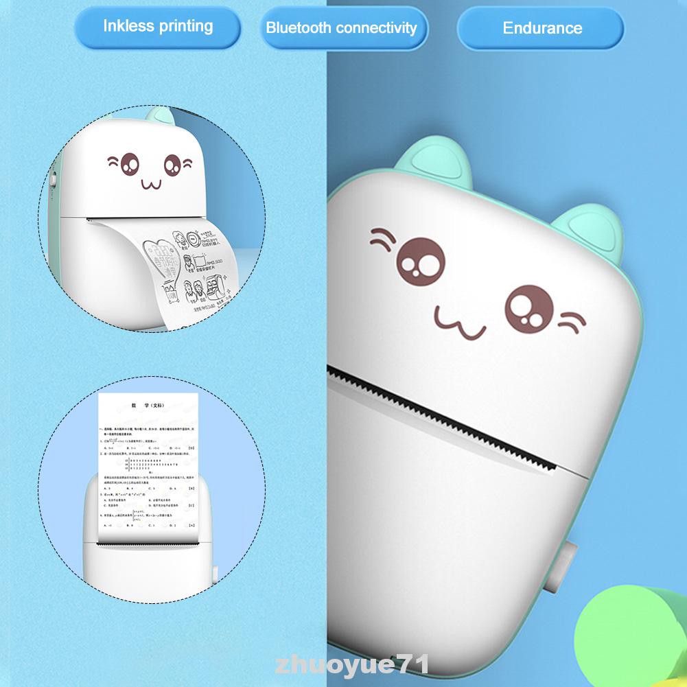 Máy in ảnh không dây mini kết nối bluetooth 200dpi Hd chất lượng cao kèm 1 cuộn giấy in | BigBuy360 - bigbuy360.vn