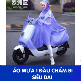 Áo mưa trong suốt chấm bi siêu dai
