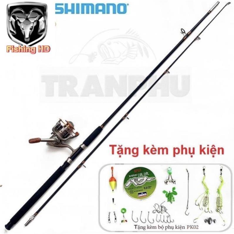 Bộ Cần Câu Máy Shimano 2 Khúc Đặc Máy Câu Cá LC7000 Tải Cá 10kg Tặng Phụ Kiện BCC3 đồ câu FISHING_HD