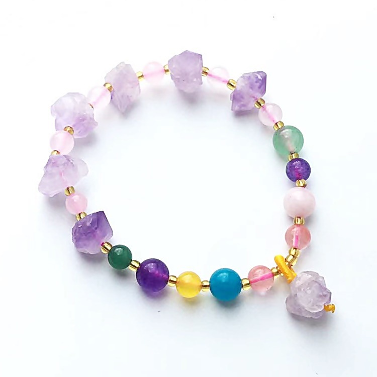 Vòng tay đính đá thạch anh tím thiết kế độc đáo