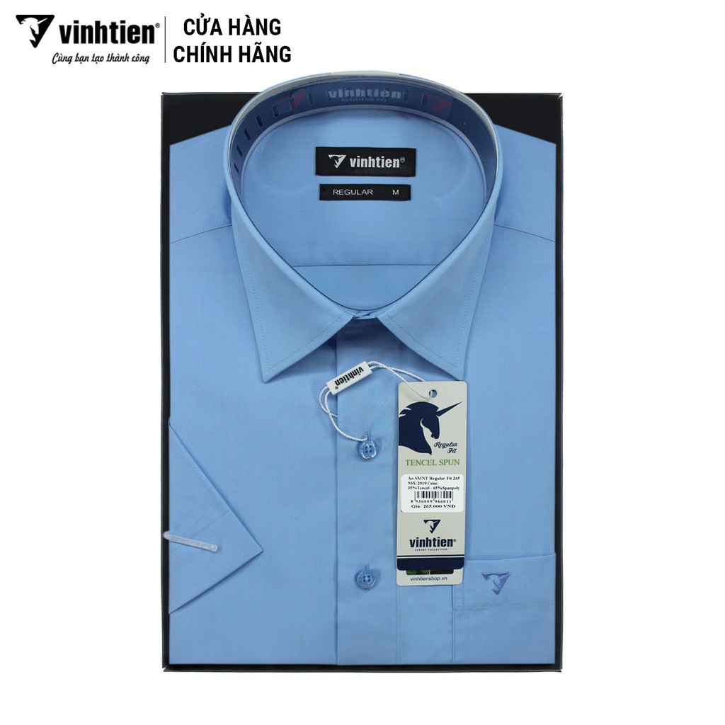 Áo Sơ Mi Ngắn Tay Màu Tencel-Spun Regular Fit 295 Vĩnh Tiến - Vạt Bầu - VM6-G514