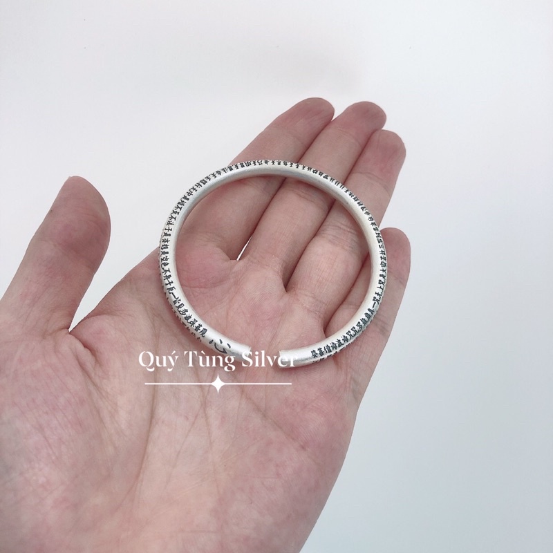 Vòng tay bạc cho nam nữ khắc bát nhã tâm kinh bạc 9999 phân khúc hàng cao cấp