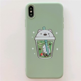 Ốp điện thoại mềm họa tiết We bare bears trà sữa cho iPhone X XS Max XR 8 7 6 6S Plus 5s
