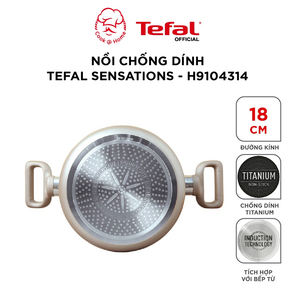 Nồi nhôm chống dính nắp kính Tefal Sensations 18cm H9104314 - 20cm H9104414 - 24cm H9104614