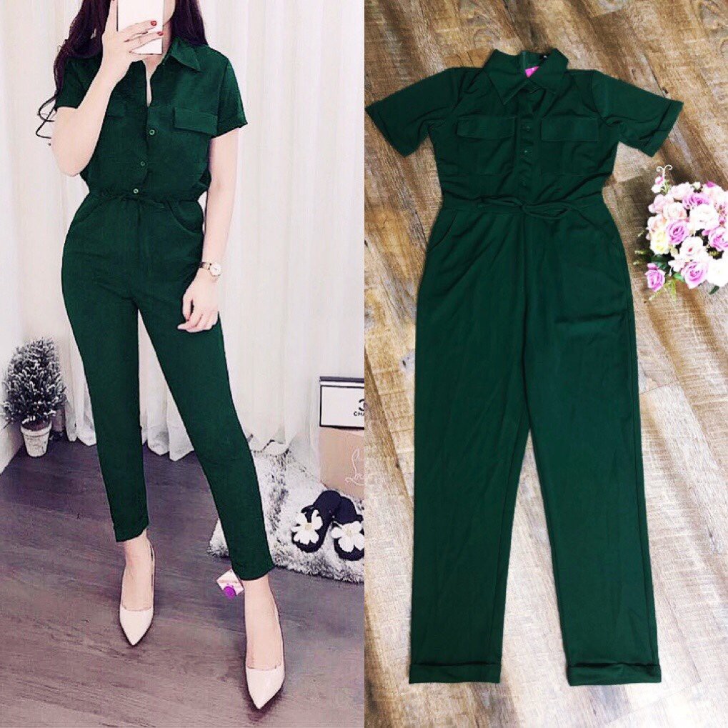 Đồ Jum 💕FREESHIP💕 Jumsuit dáng dài xắn lai 2 túi ngực thắt dây nơ TJ973 | WebRaoVat - webraovat.net.vn