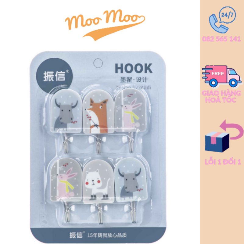Bộ 6 móc treo dán tường xinh xắn