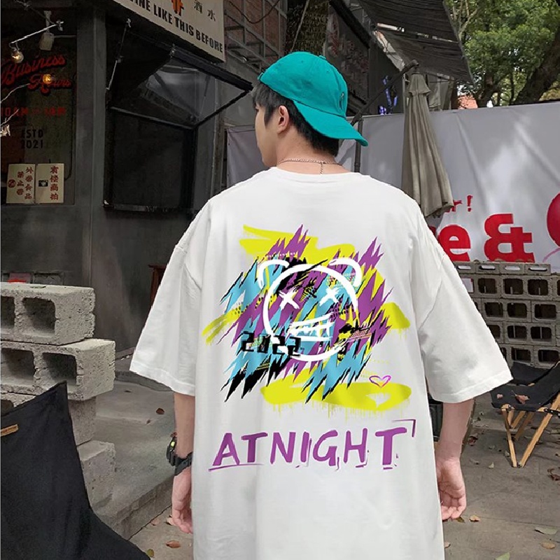 Áo Thun Tay Ngắn Dáng Rộng In Họa Tiết Hoạt Hình Phong Cách Hip Hop Hàn Quốc Thời Trang Mùa Hè Cho Nam M-8XL