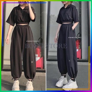 Set đồ nữ, set bộ nữ croptop mix quần boom gấu siêu xinh hàng loại 1