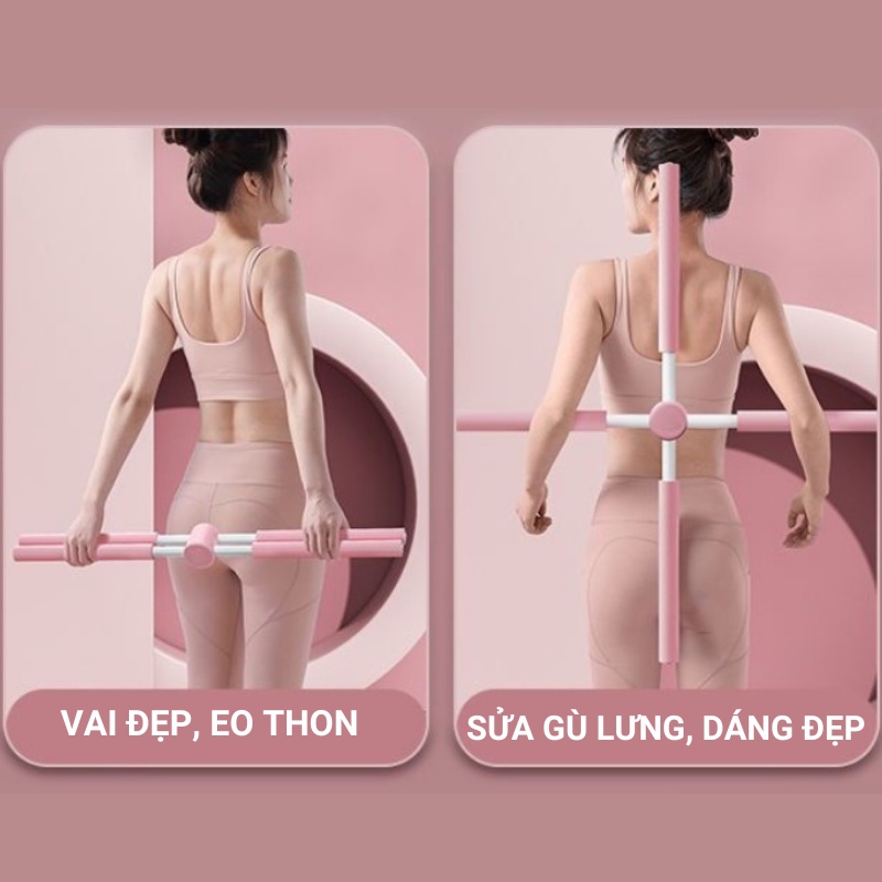Gậy tập thẳng lưng, Thanh gậy tập yoga chống gù lưng, mở vai định hình lưng vai JUSTFIT STORE