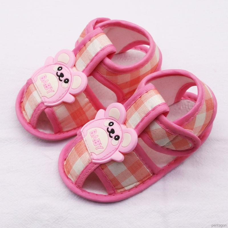 Giày sandal cotton đế mềm phối hình dễ thương chống trượt dành cho bé